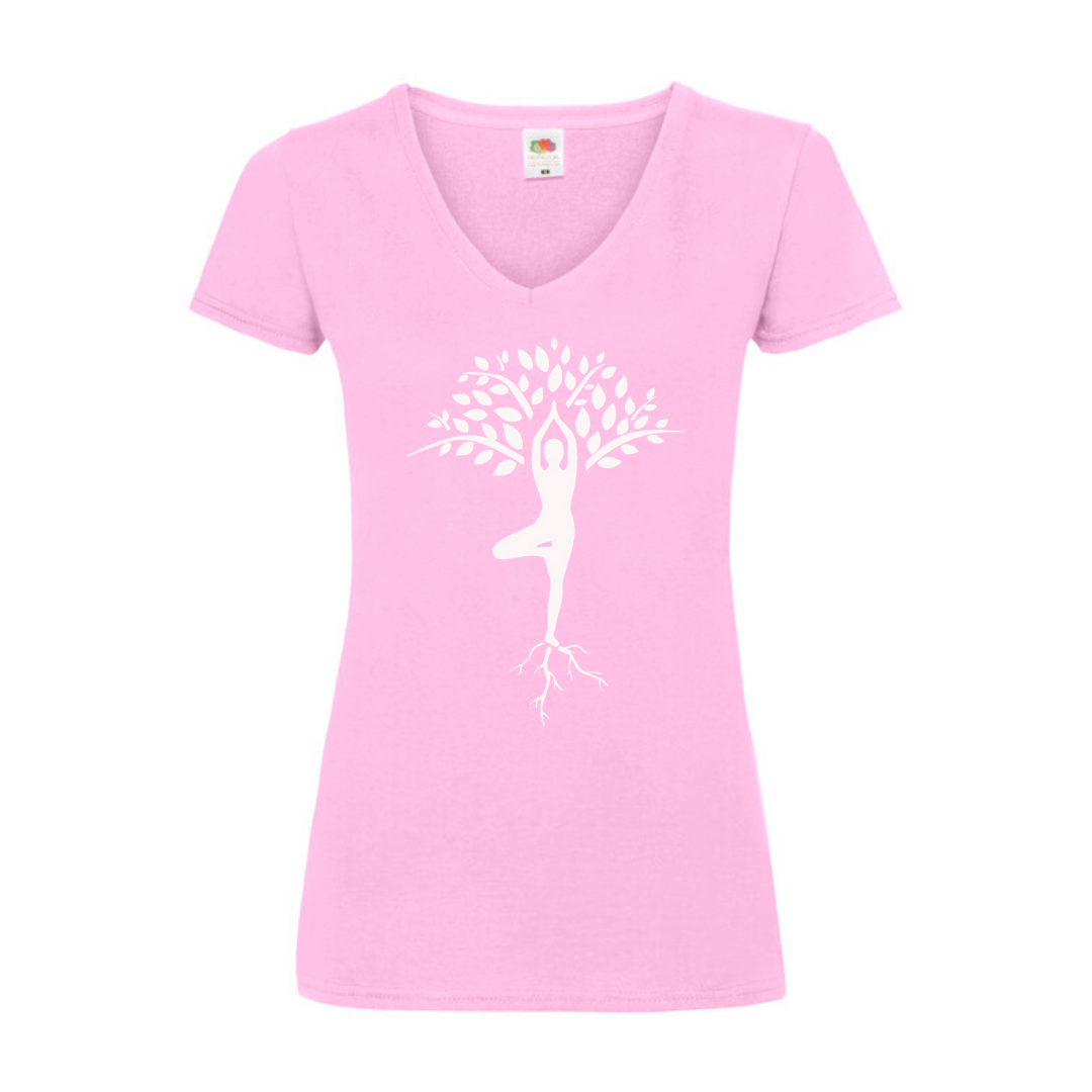 tee-shirt de yoga arbre de vie yogi rose