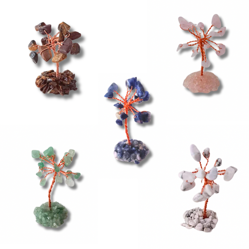 Mini arbre du bonheur en pierre naturelle avec boîte 