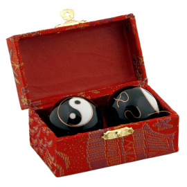 Boules de santé Qi Gong Yin Yang noires 4 cm