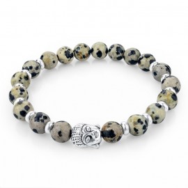 Bracelet pierres naturelles jaspe dalmatien et bouddha