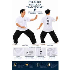 Tee-shirt Taiji Quan traditionnel – 100 % coton certifié Oeko-Tex
